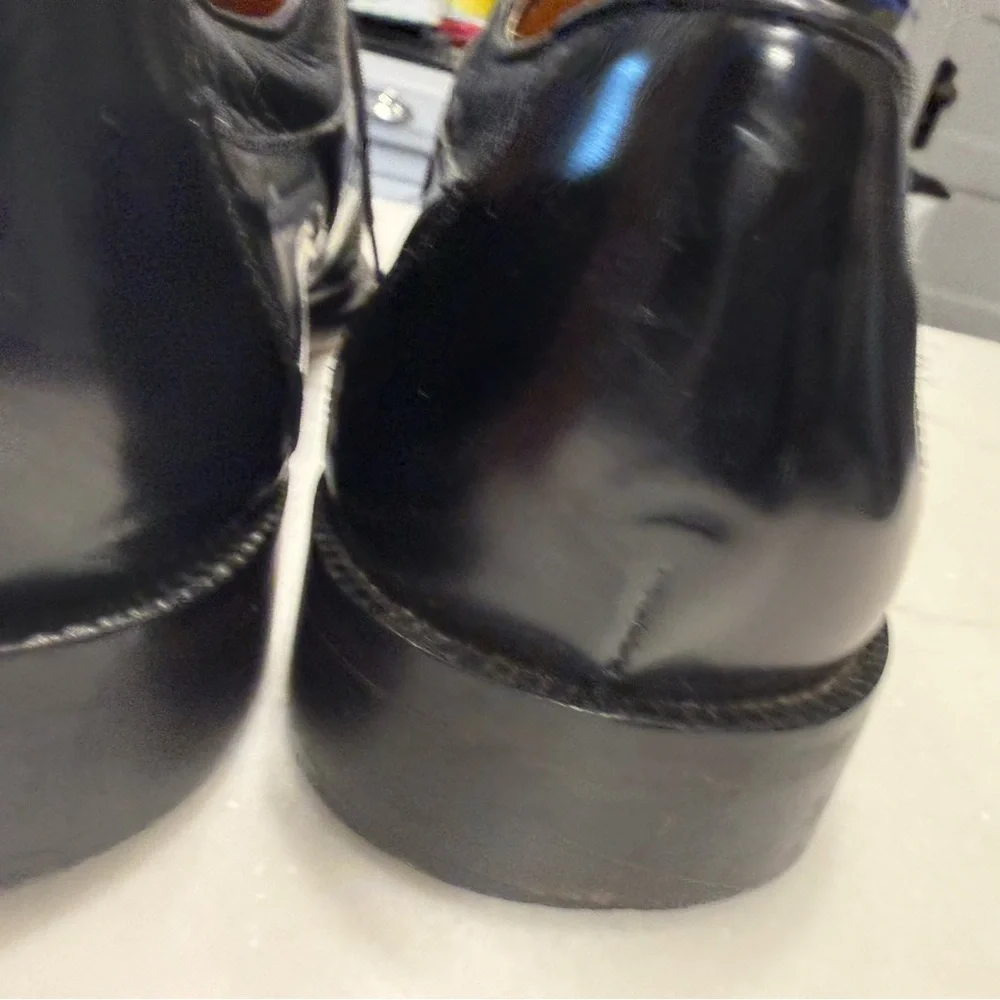 SAN REMO ITALY Men’s Black Leather Dress Cap Toe Oxfords Shoes Sz 9.5 W EUC